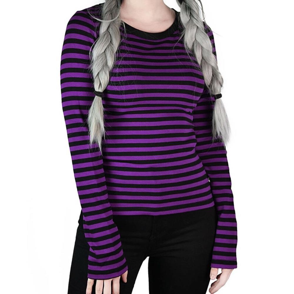 Killstar Purple/Black Stripe Top sz SM
